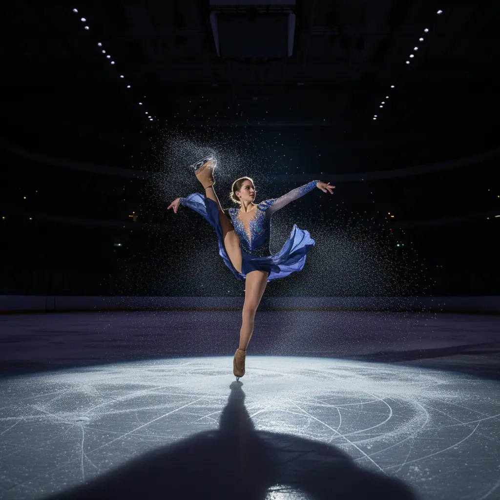 Professional figure skater spinning on the ice