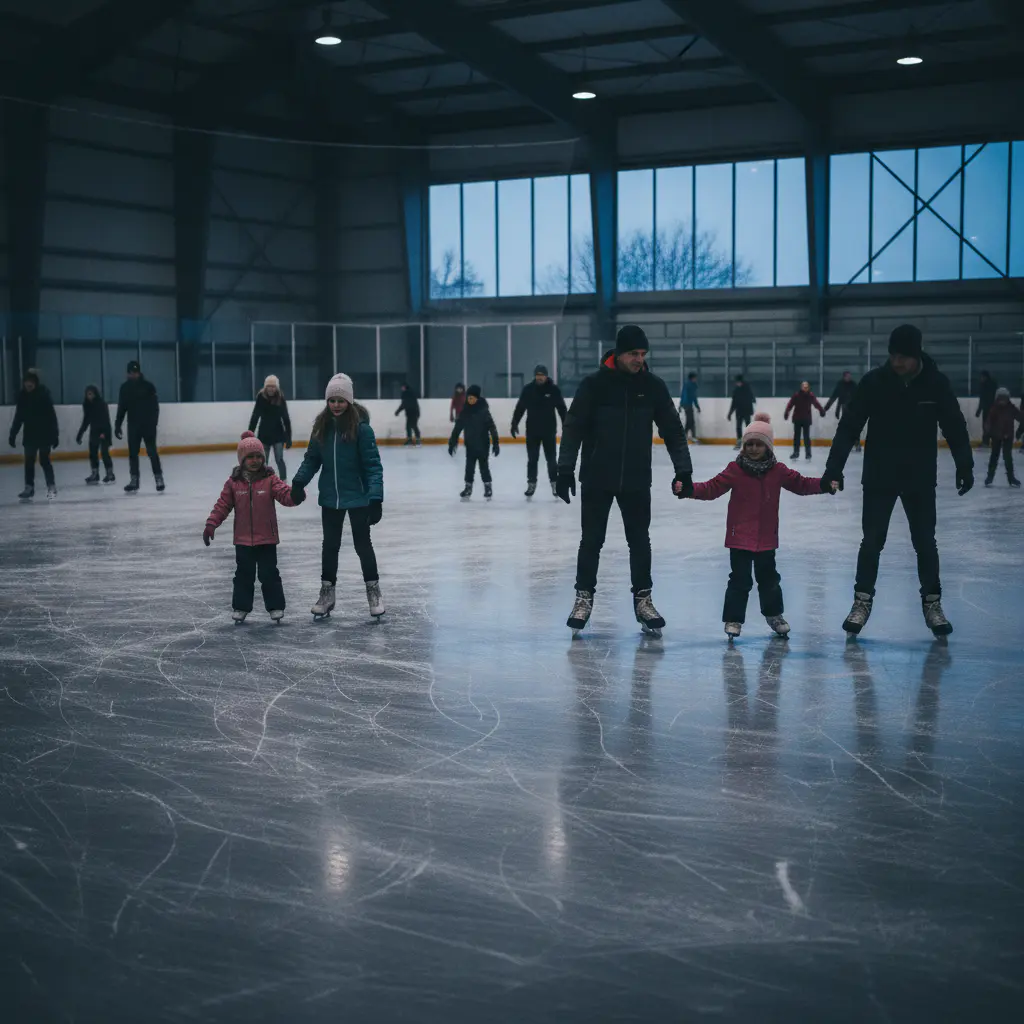 Families enjoying a public skate